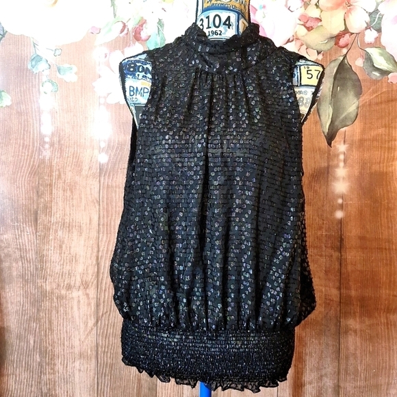 Tracy Reese Tops - Tracy REESE SIZE MEDIUM BLACK SEMI SHEER BLOUSE HALTER TOP